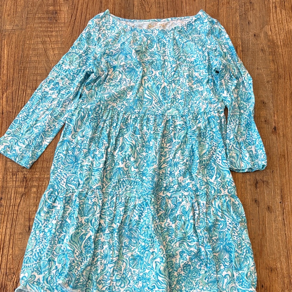 Lilly Pulitzer Kids Dress in Blue and White Floral